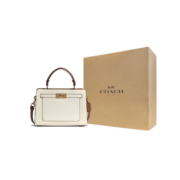 New COACH Lane Smooth Pebbled Leather Handbag Shoulder Bag Crossbody Bag Medium Size Women's Chalk White & Copper C8319-IMTVF