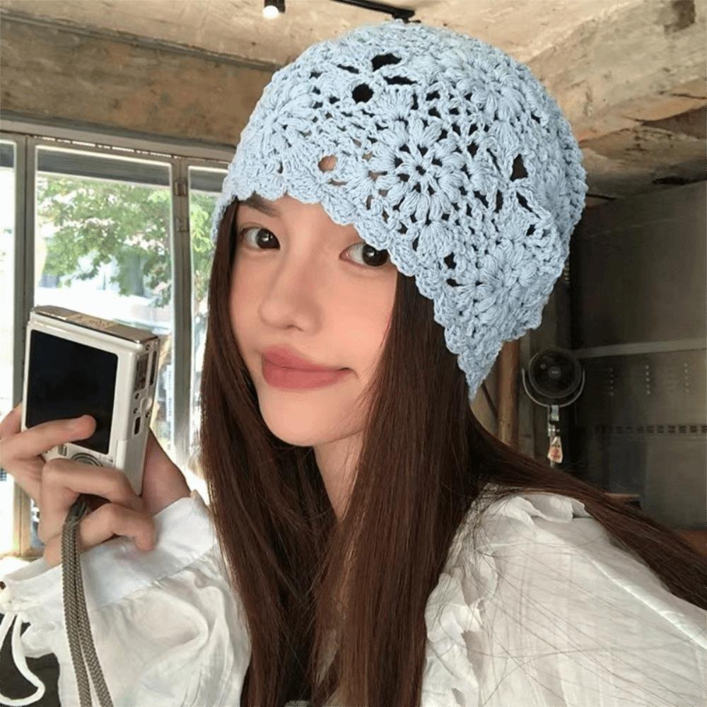Handmade Hollowed Out Beanie Cap Bohemian Style Knit Cap Cute Ethnic Style Hat  Girls