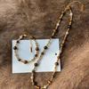 New Trendy Natural Tiger Eye Stone Bracelet Pearl Collar Chain Necklace for Women Punk Vintage Handmade Beads Jewelry Set Gifts