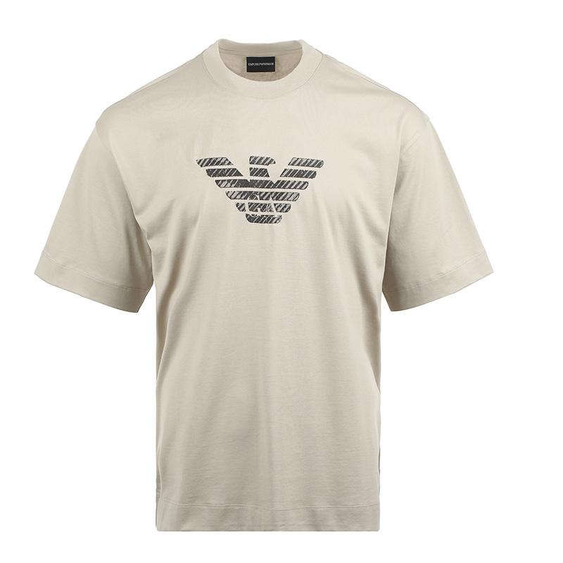 

Emporio Armani SS25 Eagle Pattern Embroidered Loose Fit Crew Neck Short Sleeve T-Shirt Men Tops Beige EM001026-AF13669-M1054 XL