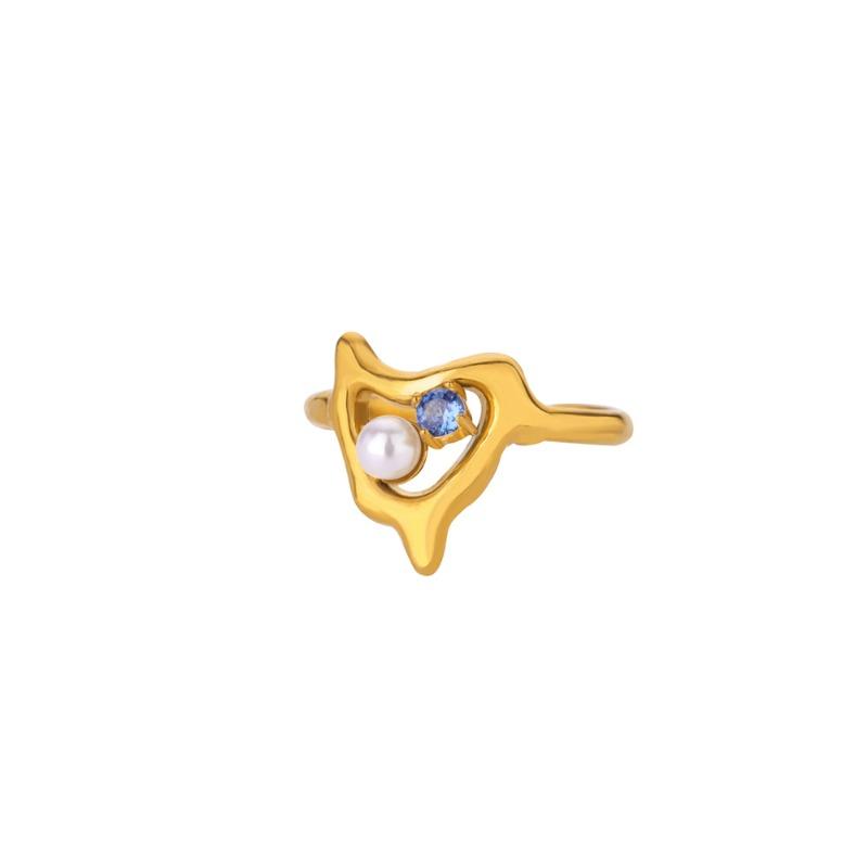 

Light Luxury Zircon Ring Wind Retro Premium Sense Geometric K Gold Love Titanium Steel Butterfly Ring