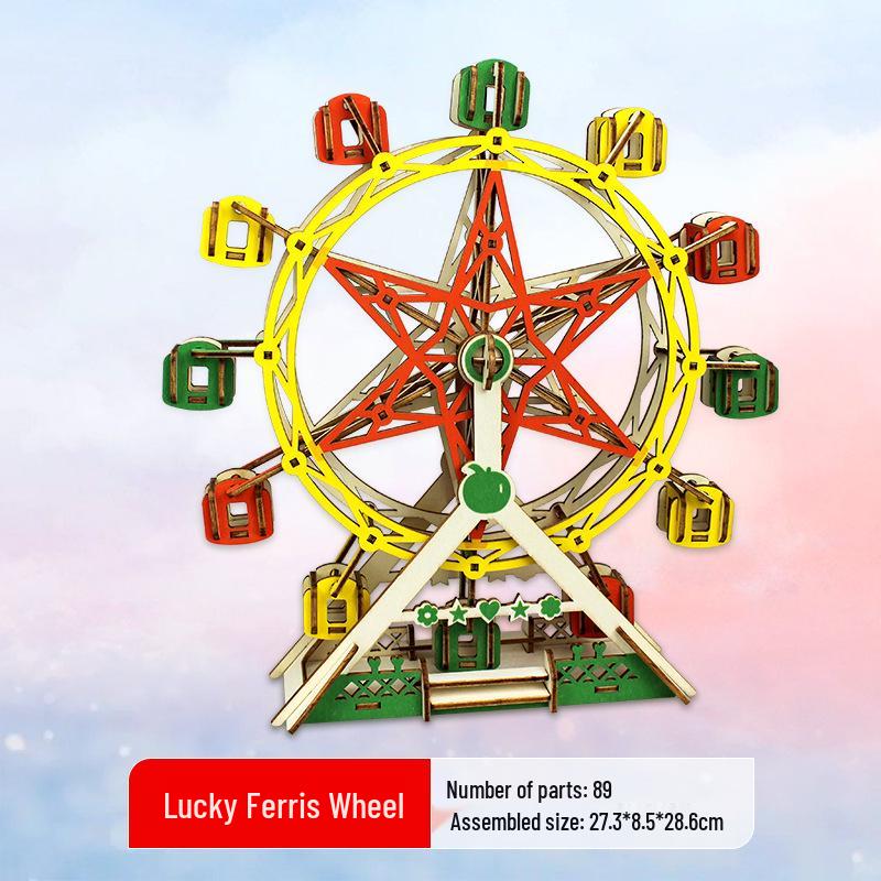 3D Wooden Ferris Wheel Puzzle - Educational DIY Gift for Kids