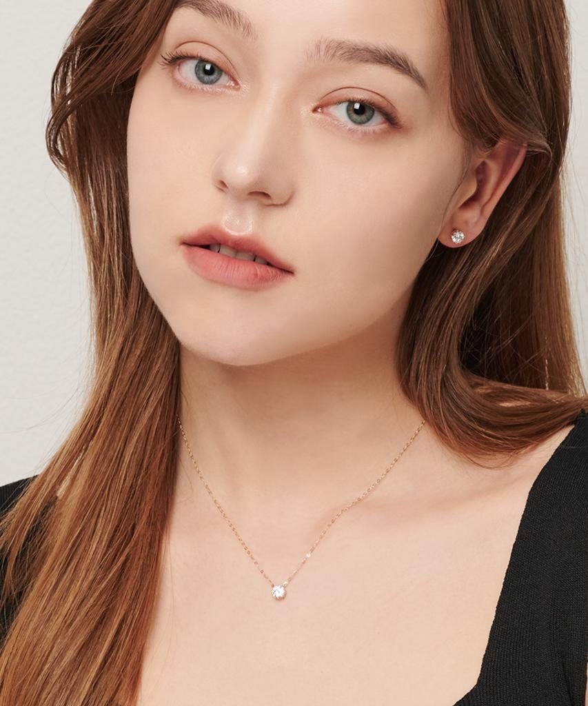 Loveenb [14K Gold] Simple Cubic Point Earrings