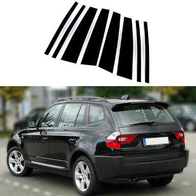 8pcs/set Car Accessories for BMW X3 2004-2010 Glossy Black Door Window Pillar Posts Cover Trim Kits Replacement