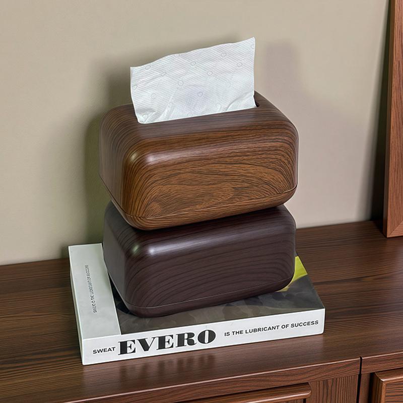 1Pc Retro Imitation Wood Tissue Box Living Room Paper Box Table Desktop Storage Bathroom Home Decoration Tissue Case