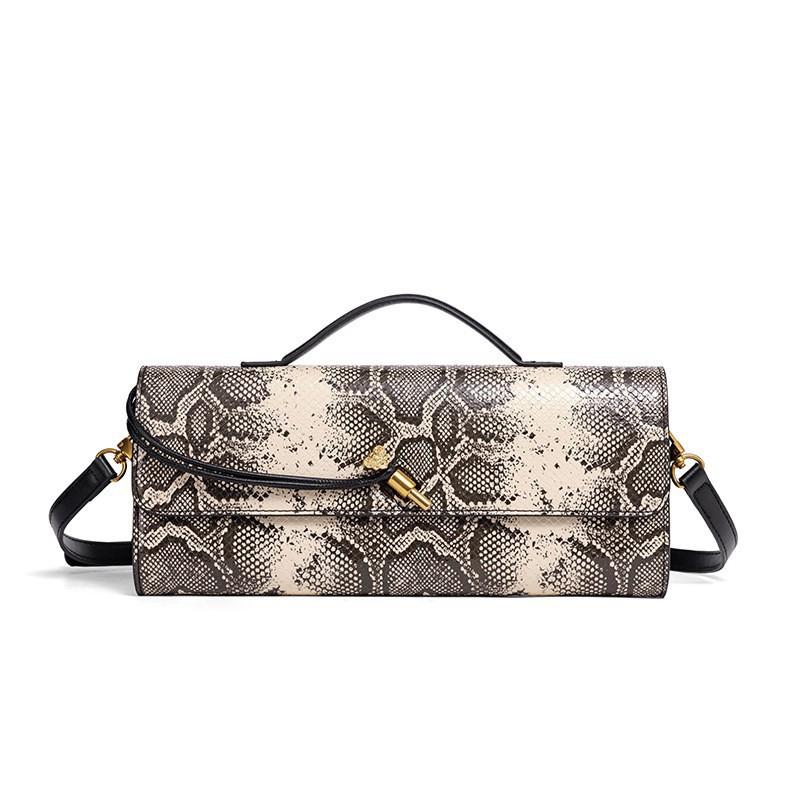 

New Handheld Dinner Bag Women s Horizontal Version Fashionable Alligator Pattern Python Baguette Niche One-shoulder Cross-body 31.5x4x11
