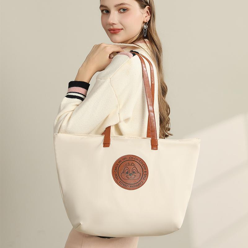 New Disney Mickey Series Polyester Tote Bag, Shopping Bag, Shoulder Bag Regular Women's Light Blue/Milk White DHF41095-A1