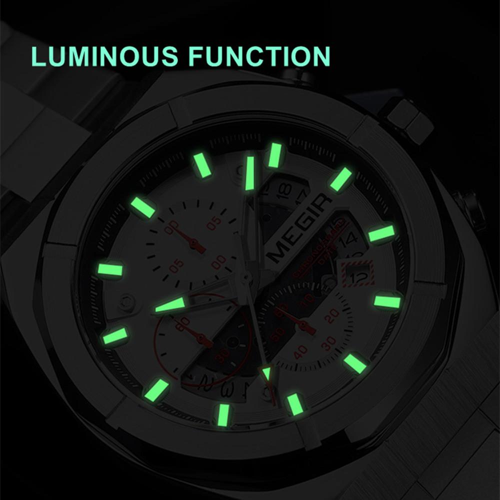 MEGIR Quartz Watches for Men Luxury Casual Business Wristwatch with Chronograph Waterproof Luminous Auto Date Reloj Hombre 2225