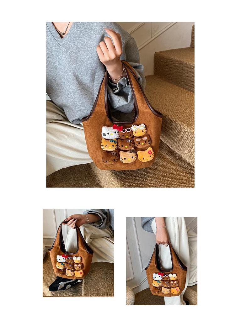 Trendige Niedliche Kätzchen Plüsch Tragetasche: Vielseitige Einzelschultertasche für Mädchen