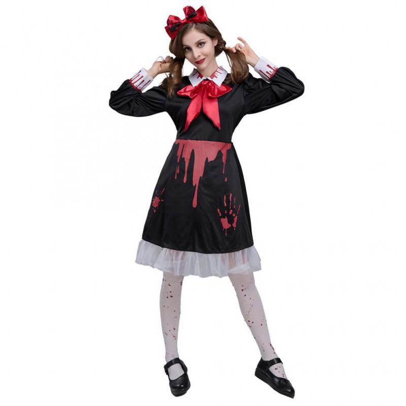 Halloween Horror Maid Costume Bloody Zombie Vampire Dress Cosplay Party Outfit Women 2025