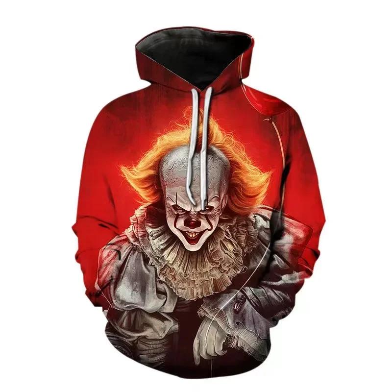 Autumn Men's Hoodie Clown Graphic Loose Fashion Pullover Clothing Casual Clothes Women Tops Sweatshirts