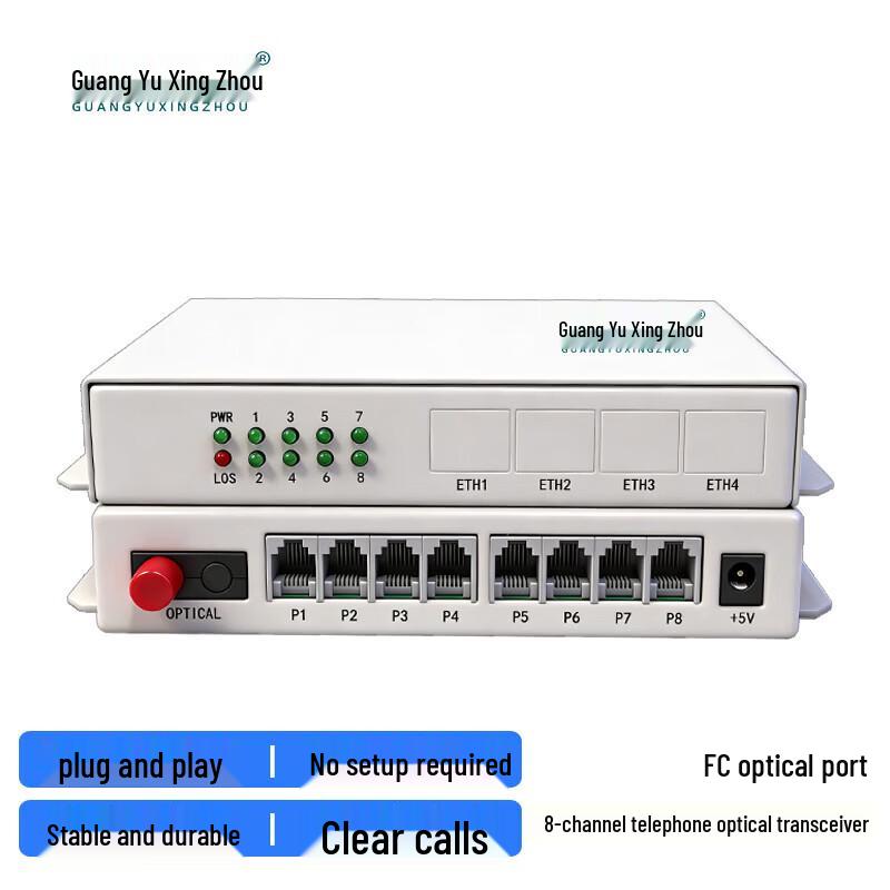 8-Channel Telephone Fiber Optic Transceiver