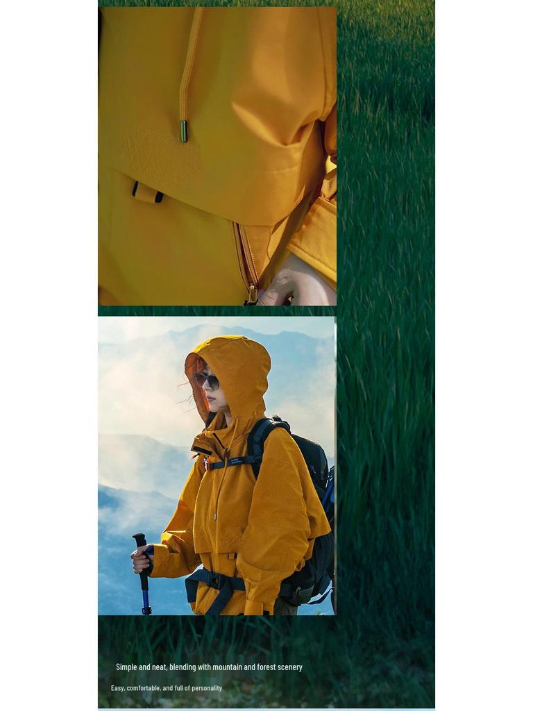 Huang Yimei Damen Wasserdichte Gewebte Windjacke: 2025 Frühling/Herbst 3-in-1 Outdoor-Bergsteigeranzug.