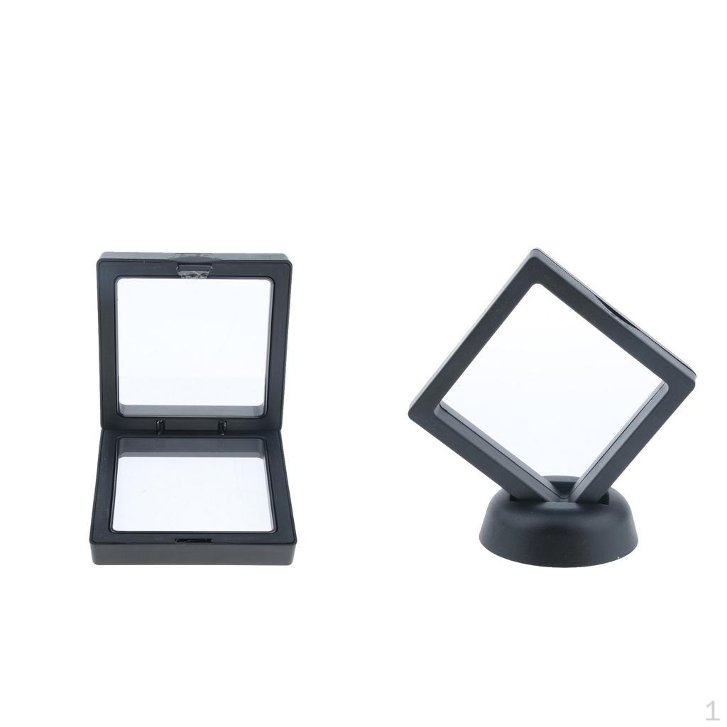 2 Pcs Jewelry Coin 3D Display Cases Clear Plastic X7cm