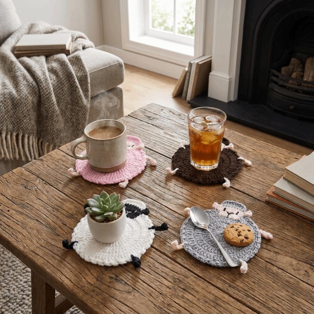 Handmade Knitted Animal Coaster Cute Teacup Pad Funny Heat Insulator Pad Tableware