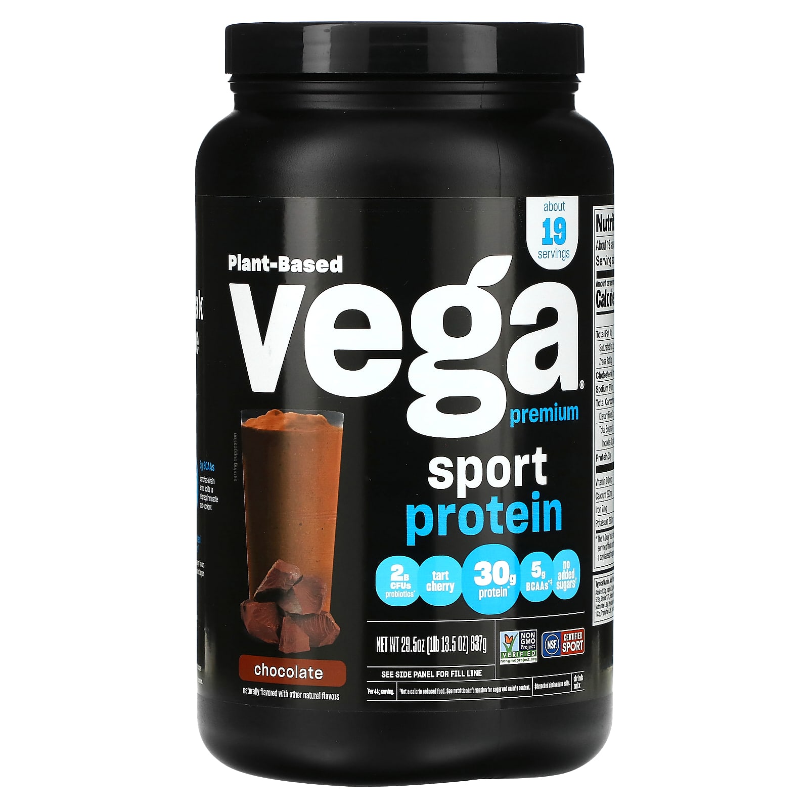 

Vega, Sport, Plant-Based Premium Protein Powder, Chocolate, 1 lb 13.5 oz (837 g)