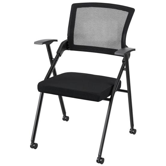 Klappbare Bürostühle mit PU-Rad, Armlehne, ergonomischer Netzrücken, stapelbarer Konferenzstuhl, Büro-Gäste- & Empfangs- & Besprechungsstuhl