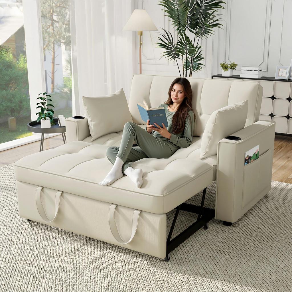 Schlafsofa Flieks, 2-Sitzer Sofa mit Bettkasten, Verstellbarer Rückenlehne