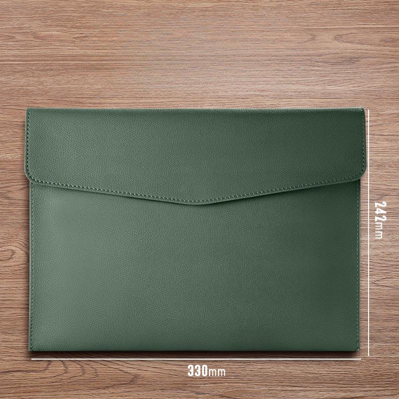 Leather File Bag A4 File Bag, File Bag, Data Button, Business Document Storage Bag, Portable and Large Capacity