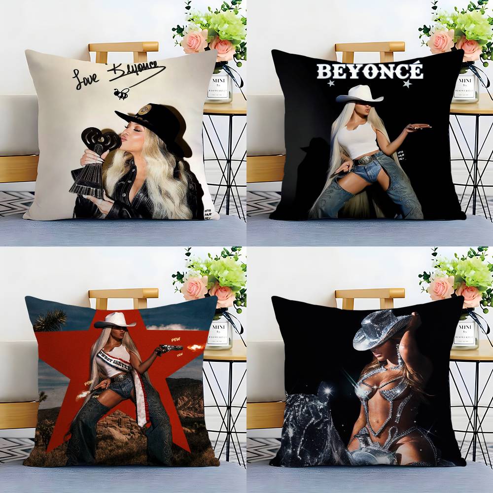 Singer B-Beyonce Cowboy Pillow Case Plush Fabric Soft Double Sided Print Sofa Cushion Cover Throw Pillow Covers