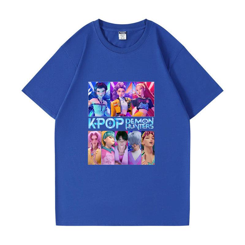 Kpop Łowcy Demonów HUNTRIX Saja Chłopcy Koszulki Dziewczęce Okrągły Dekolt Casualowe Damskie Letnie Koszulki Bawełniana Koszulka Wysokiej Jakości Odzież Topy