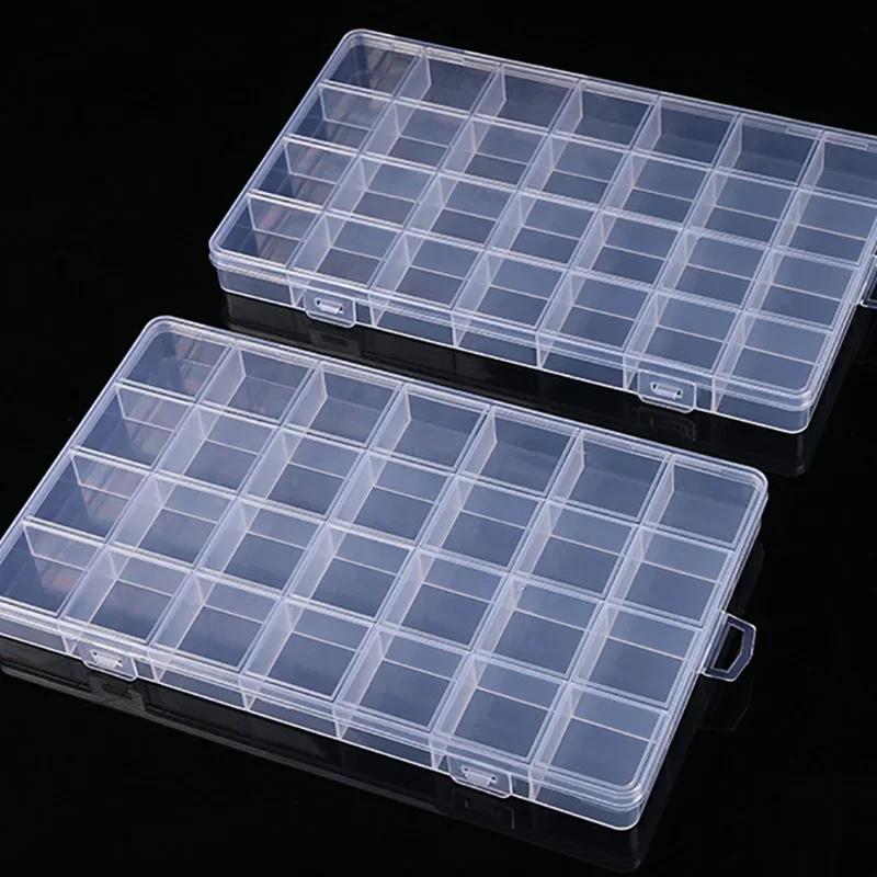 Plastic storage box with 28 compartments and slotted beads, anti string grid jewelry classification accessories booklet, jewelry
