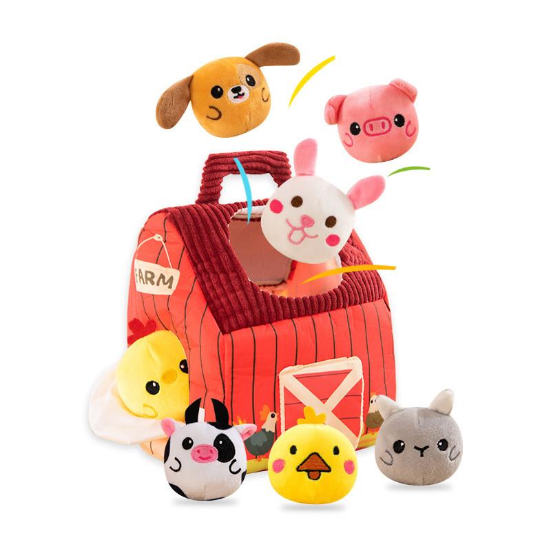 Animals Box Blind House Pig Rabbit Chicken Plush Toy Stuffed Doll Kids Gift