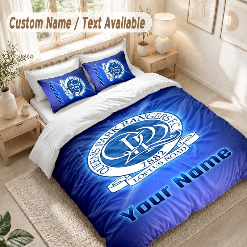 Custom Name Bedding Set 3 PiecesQueens Park Rangers FC Print Duvet Cover + 2 Pillowcases Soft Bed Decor