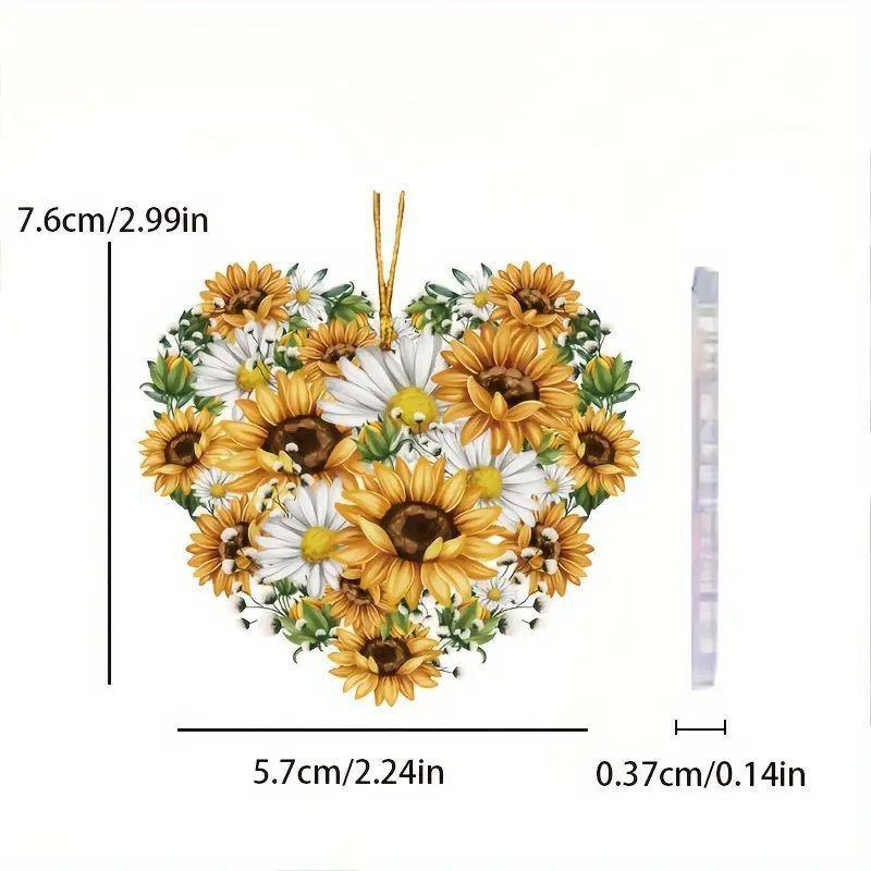 Sunflower Cartoon Lovely Acrylic Car Hanging Decoration For Cheerful Appeal Interior