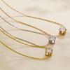 Simple Pendant Necklace Titanium Steel Chain Necklace Fashion Zirconia Necklace  for Woman