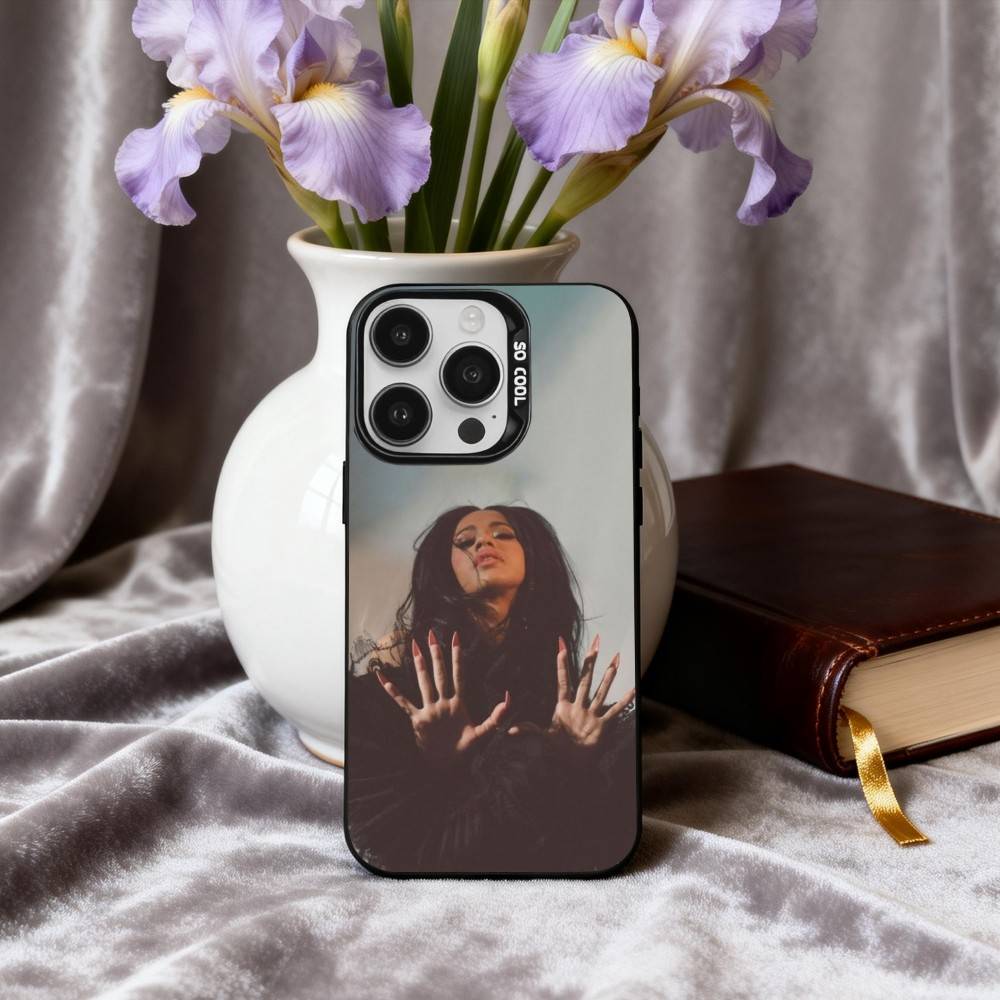 Confident C-Cardi B Singer Phone Case For iPhone17,16,15,14,13,12,11 Plus,Pro Max Black Candy silver phone case