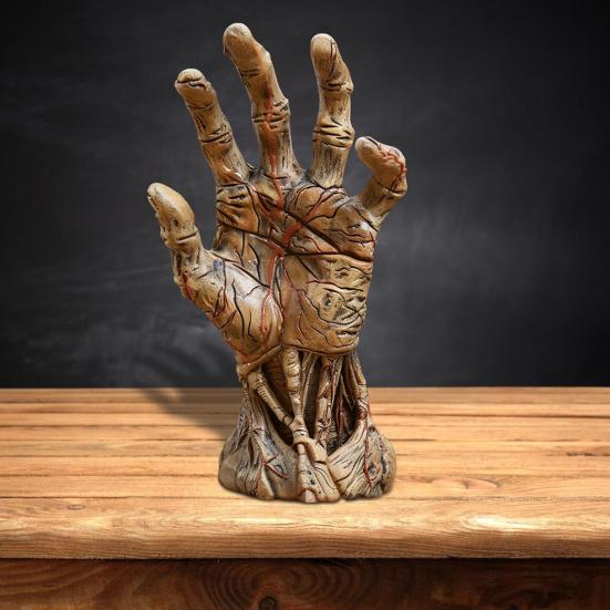 Halloween Demon Hand Statue Gothic Zombie Hand Figurine Resin Creepy Palm Sculpture Home Office Desktop Ornament Decoration