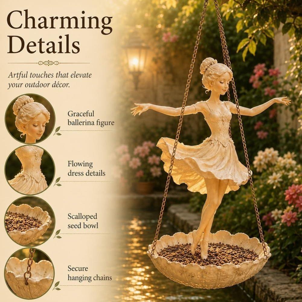 Resin Ballet Dancer Hanging Planter Elegant Vintage Fairy Flower Pot UV Resistant Save Space Flower Container Indoor Decor