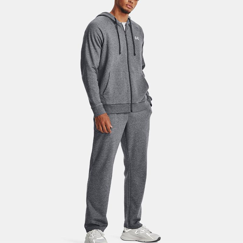Under Armour Rival Fleece Joggers With Solid Color, Warm, Straight-Leg Men Bottoms Gray 1379868-012