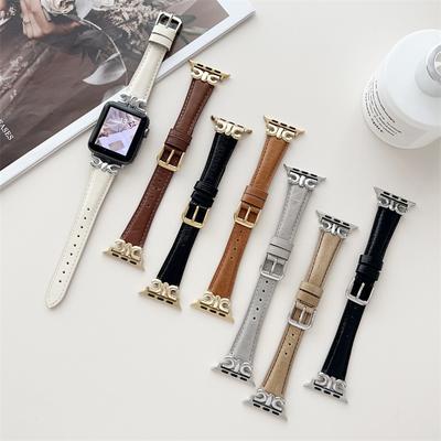 Genuine Leather Strap For iPhone Watch Band 8 7 6 Se 5 3  Watchband Bracelet For Iwatch 45mm 41mm 44mm 40mm 42mm 38mm 49mm