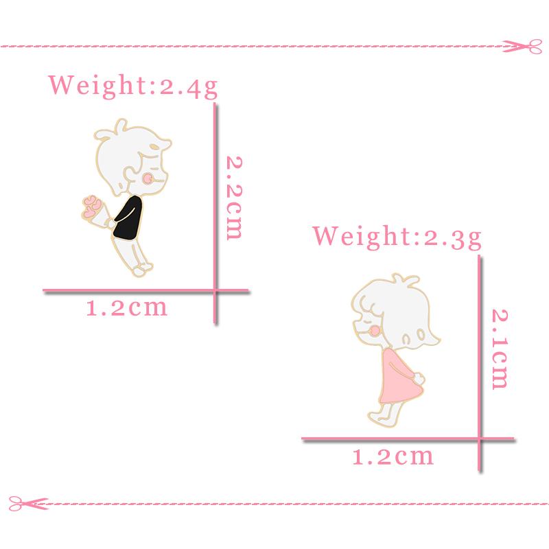Proposal Pins Cute Boy and Girls Brooch Small Lovely Cartoon Enamel Pin Decoration Jewelry for Couple Party Coat Bag Accessories