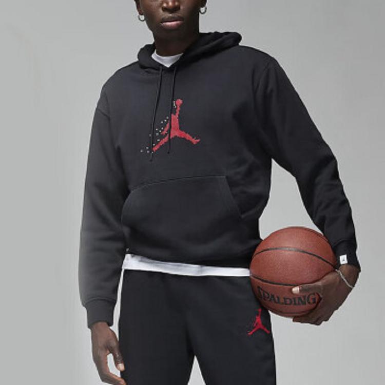 Jordan Logo Print Hoodie Men Tops Black FD7466-010