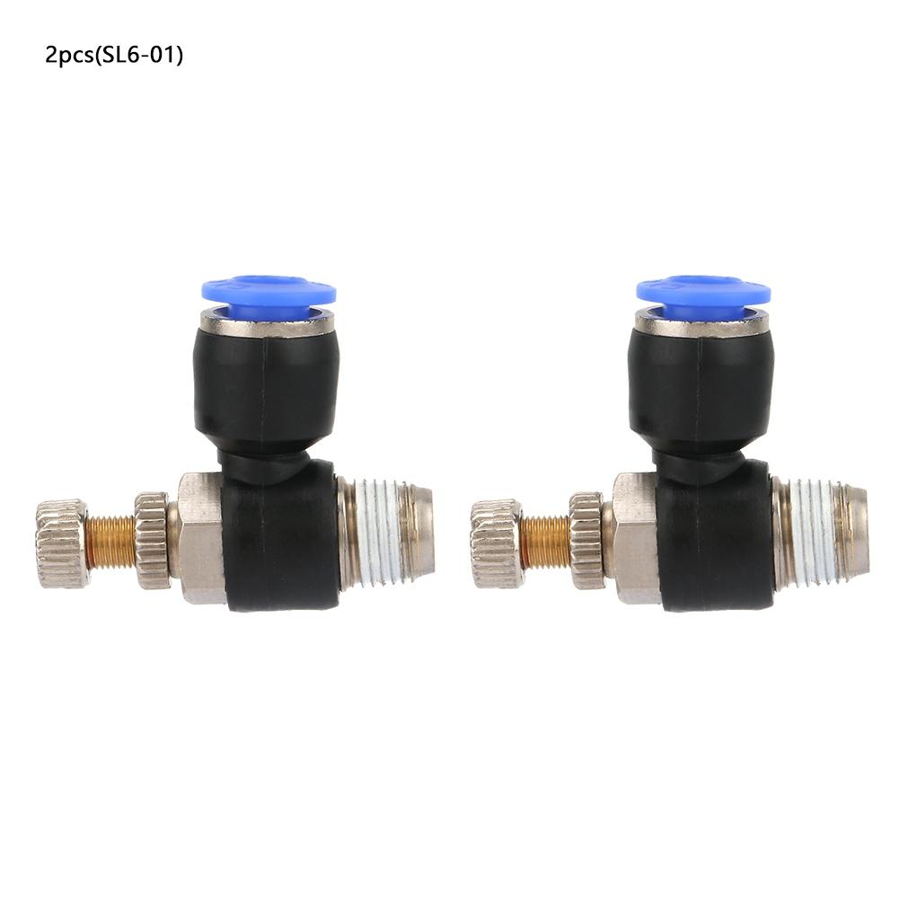 2pcs Tube Air Flow Speed Controller Pipe Pneumatic Fitting Regulator Valve SL6 01