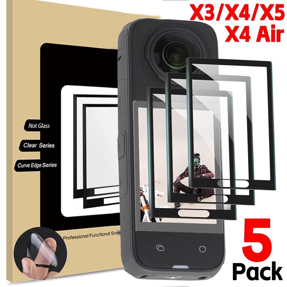 1-5pcs for Insta360 X5 X4 X3 Screen Protectors Flexible Clear Anti-scratch Curved Protective Films for Insta360 X4 Air Not Glass