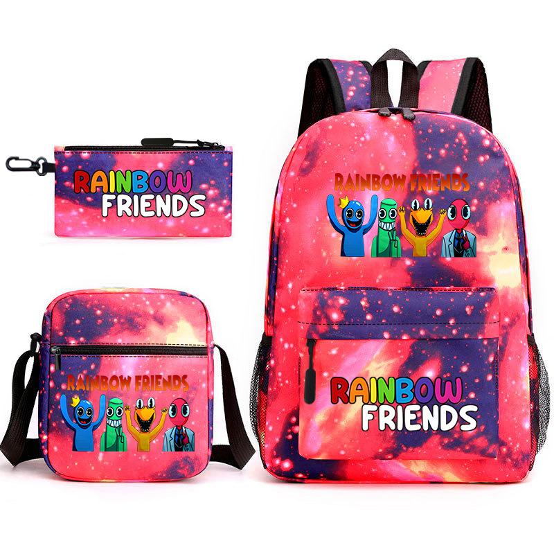 Rainbow Friends Surrounding Backpack Elementary School Student Starry Sky School Bag Three-piece Set