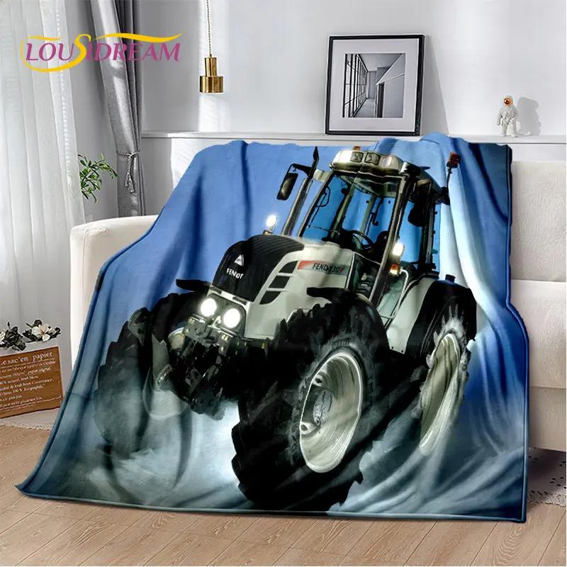 Car Tractor Truck Series Pattern Soft Plush Blanket,Flannel Blanket Throw Blanket for Living Room Bedroom Bed Sofa Picnic Cover