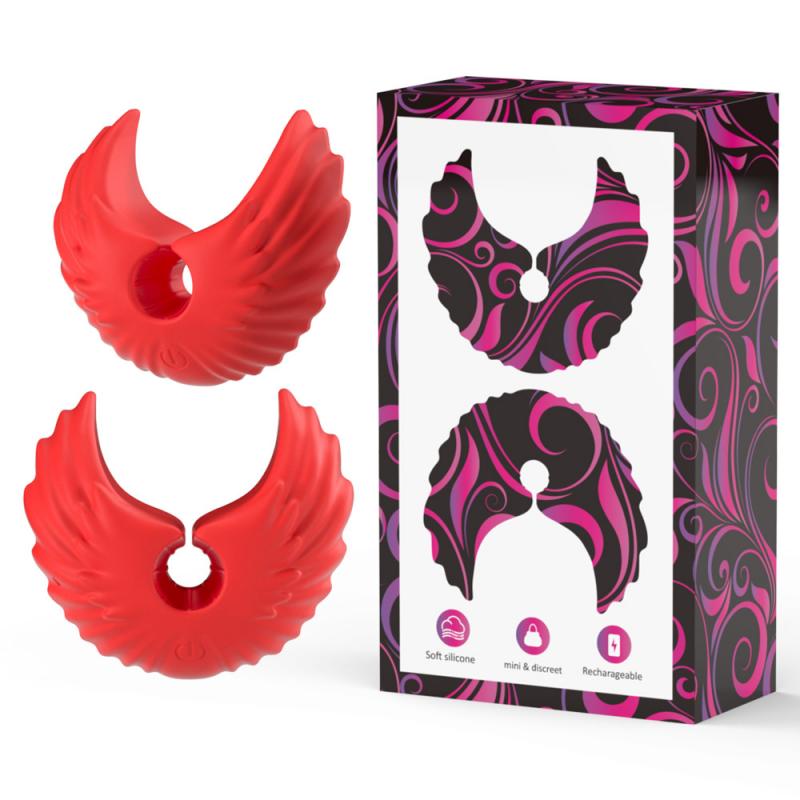 Wireless Remote Control Nipple Clamps Vibrator 10 Frequency Vibration Stimulation Silicone Adult Toy Red Pair USB Charging