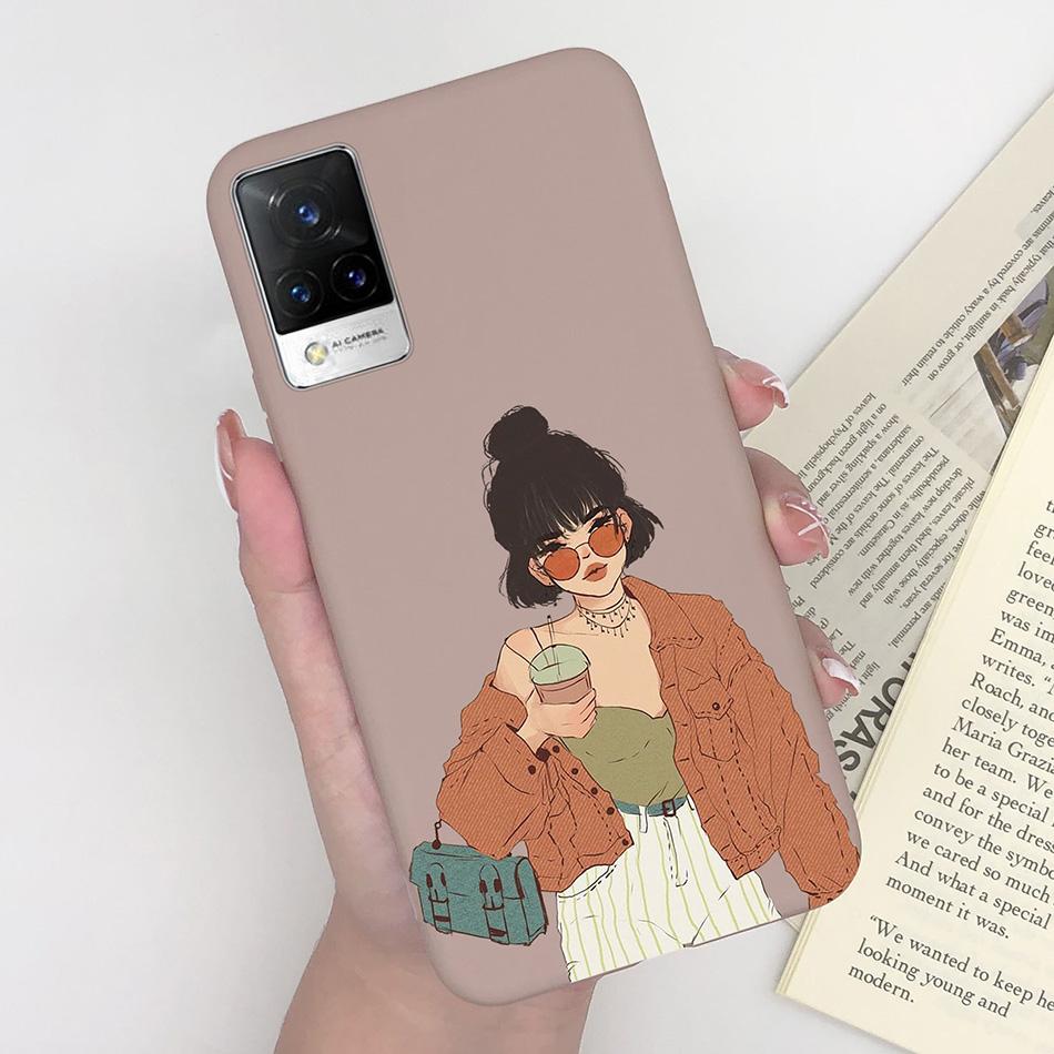 For Vivo V21 Case V2066 V2050 Soft Silicone Cute Painted Cover For Vivo V21E V 21 4g 5g Phone Cases Shockproof Bumper Slim Funda