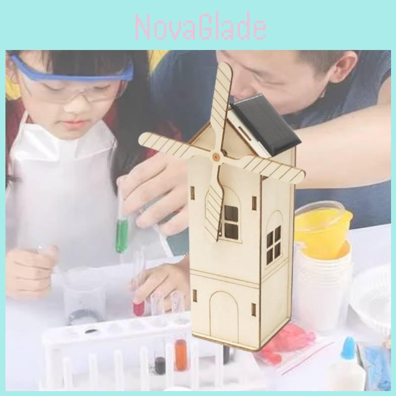 Solar Powered Windmill Diy Wooden House Kit For Kids 7-14 Years Old Customizable Educational Toy