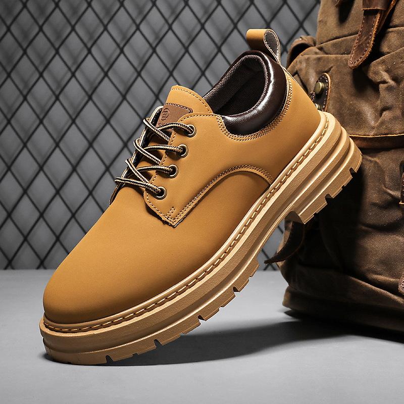 

Короткие ботинки, мужские осенние рабочие ботинки martin с большим головным убором, туфли на плоской подошве с низким берцем, винтажные туфли martin с мужской кожаной обувью