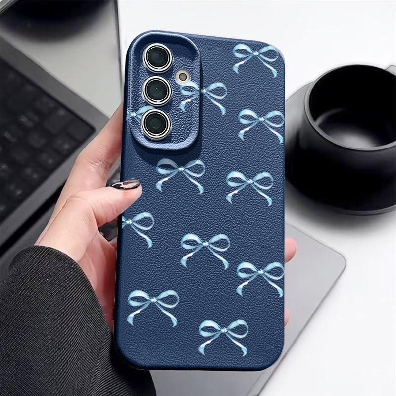 Husă TPU cu Textură de Piele cu Imprimeu Fundă pentru Samsung S25 Ultra S24 FE S23 S22 A36 A56 A16 A55 A26 A15 A35 Subțire Mată Rezistentă la Șocuri Moale