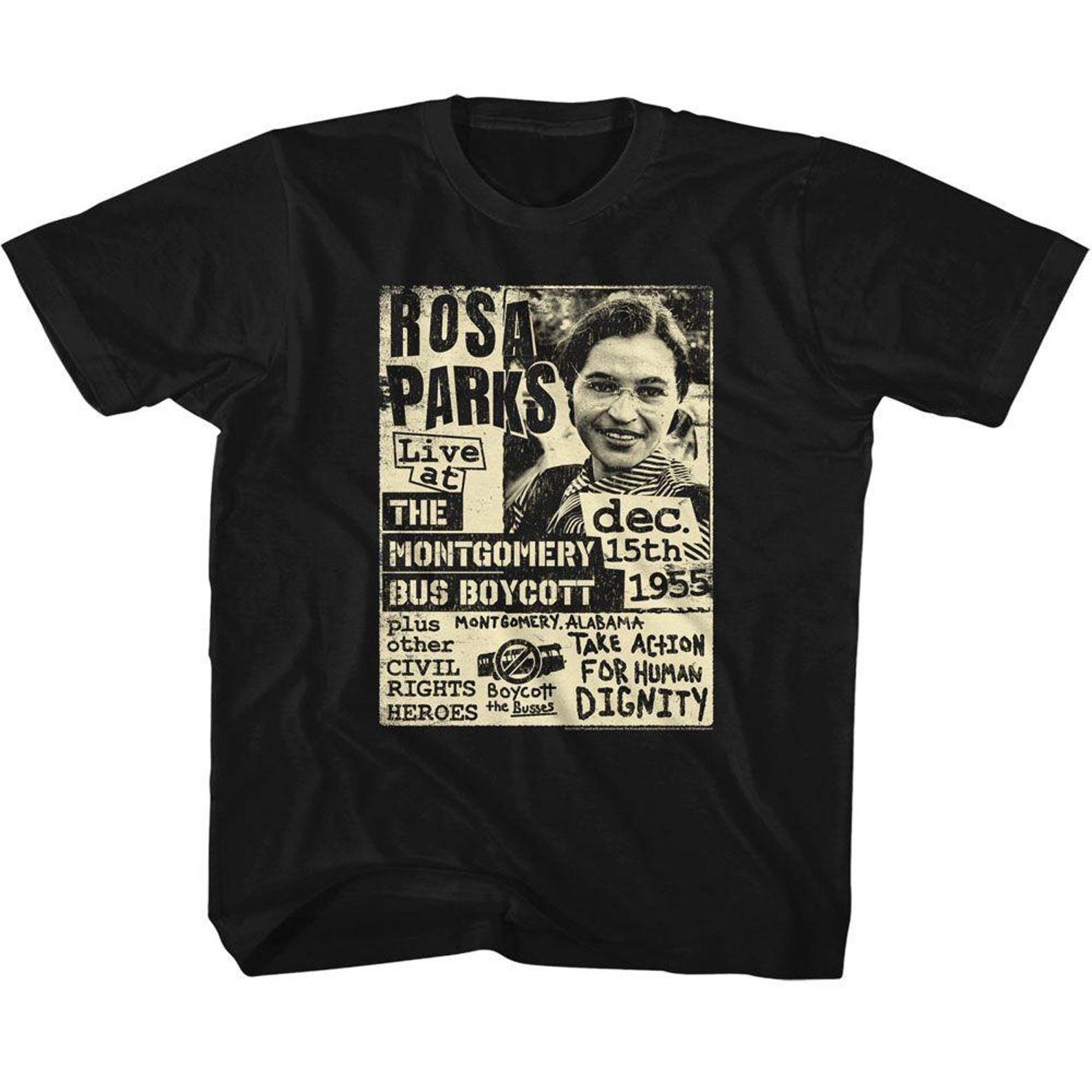 Rosa Parks Bus Boycott Flyer Black Youth T-Shirt M
