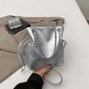 Phone Pouch Bucket Drawstring Bag Large Capacity Solid Color Leather Chain Handbag Magnetic Buckle Anti-splash Water