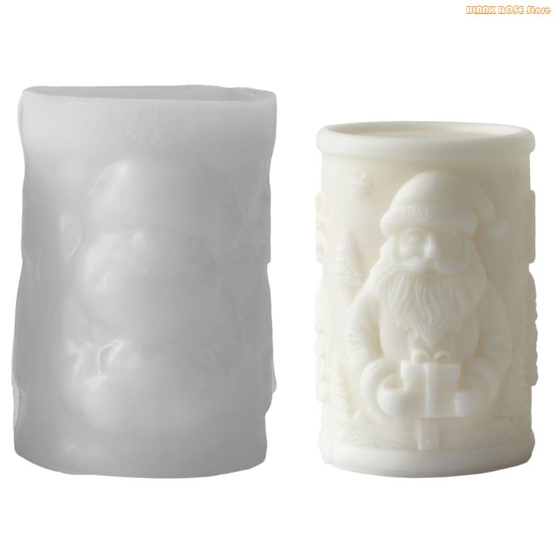 K1AE Detailed Santa Relief Cylinder Mould Heat Resistant Silicone Crafting Too