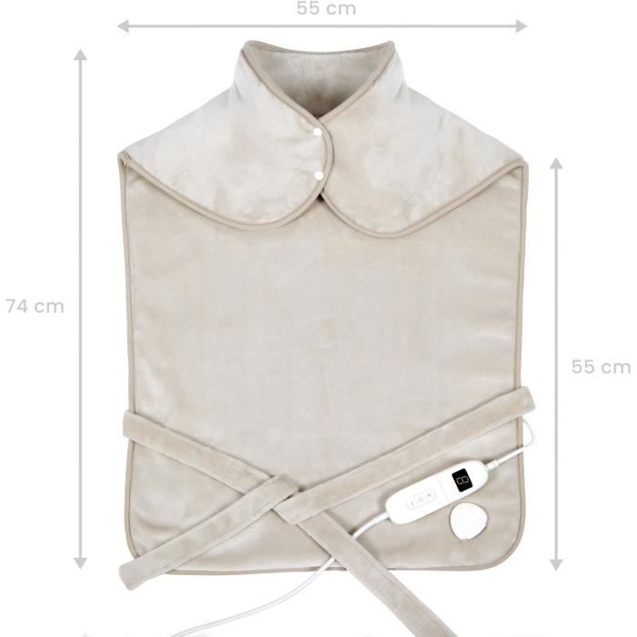 Coussin chauffant dos et cervicales - LIVOO - DOS218C - 100 W - 60 x 90 cm - Flanelle - Lavable en machine 30° - 50-65° - Crème